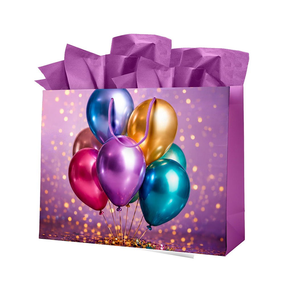 Image Sac cadeau pour adulte – Horizontal - Ballons mauves